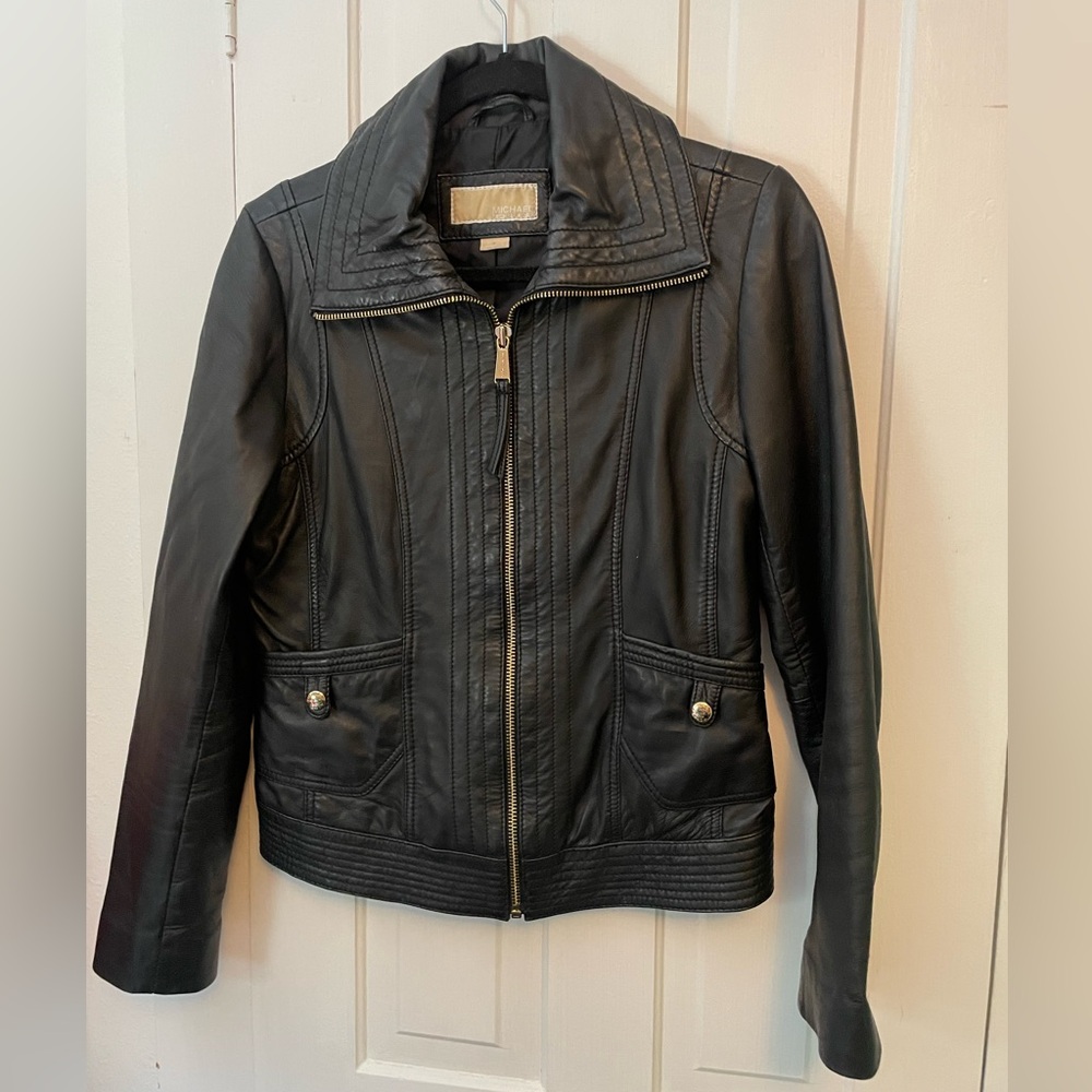 Michael Kors Midnight Black Leather Jacket